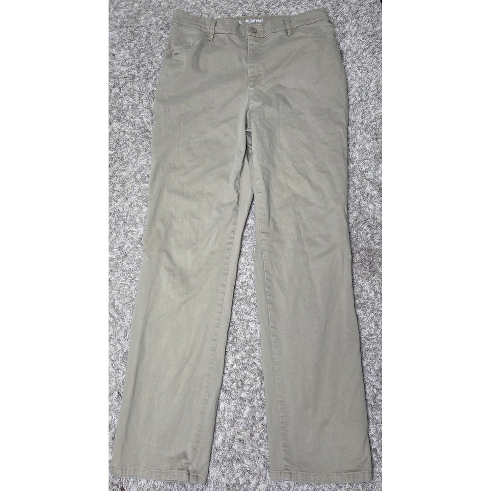 Lee All Day Pant Womens 12 Long Khaki Tan Straight Leg Stretch Chinos Casual 12L